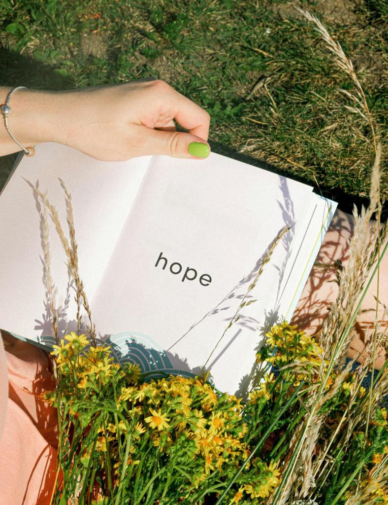 Book with "hope" written on it